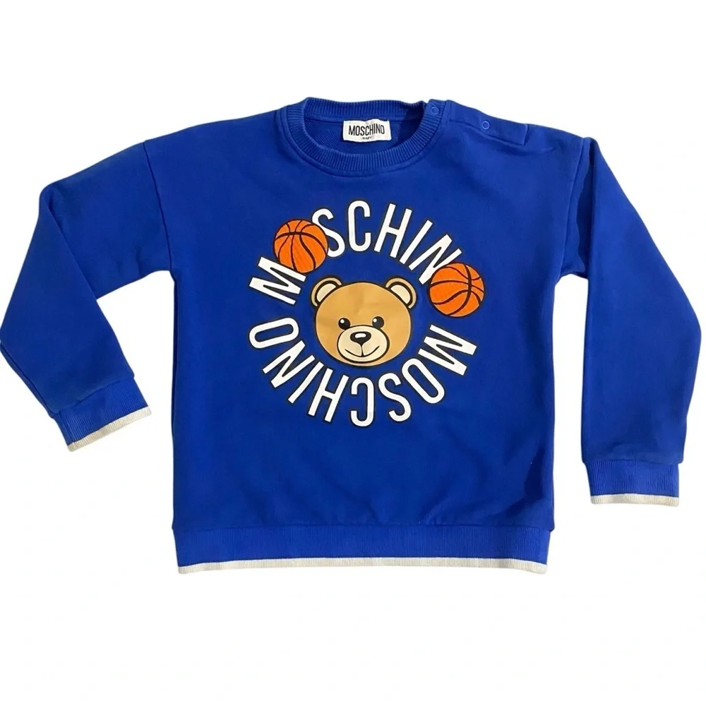 Moschino Bear Logo Sweatshirt Toddler Boys 3T Royal Blue